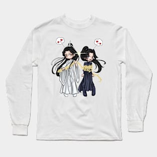 Chibi Fanart Husky and his white Cat Shizun - Mo Ran and Chu wanning Long Sleeve T-Shirt